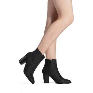 Dream Pairs Womens Size 7 Black Chunky 3" Heel Ankle Booties Pointed Toe Boots